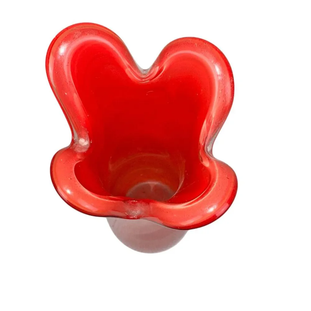 14in‎ Tall Murano Style Art Glass Vase Red Orange